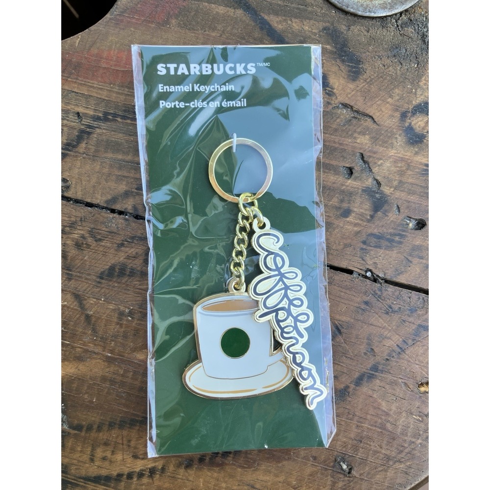 Starbucks Enamel Keychain Coffee Cup Logo Gold Tone 2025 New In Package